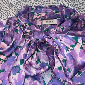 J. Crew Tie Neck Floral Top